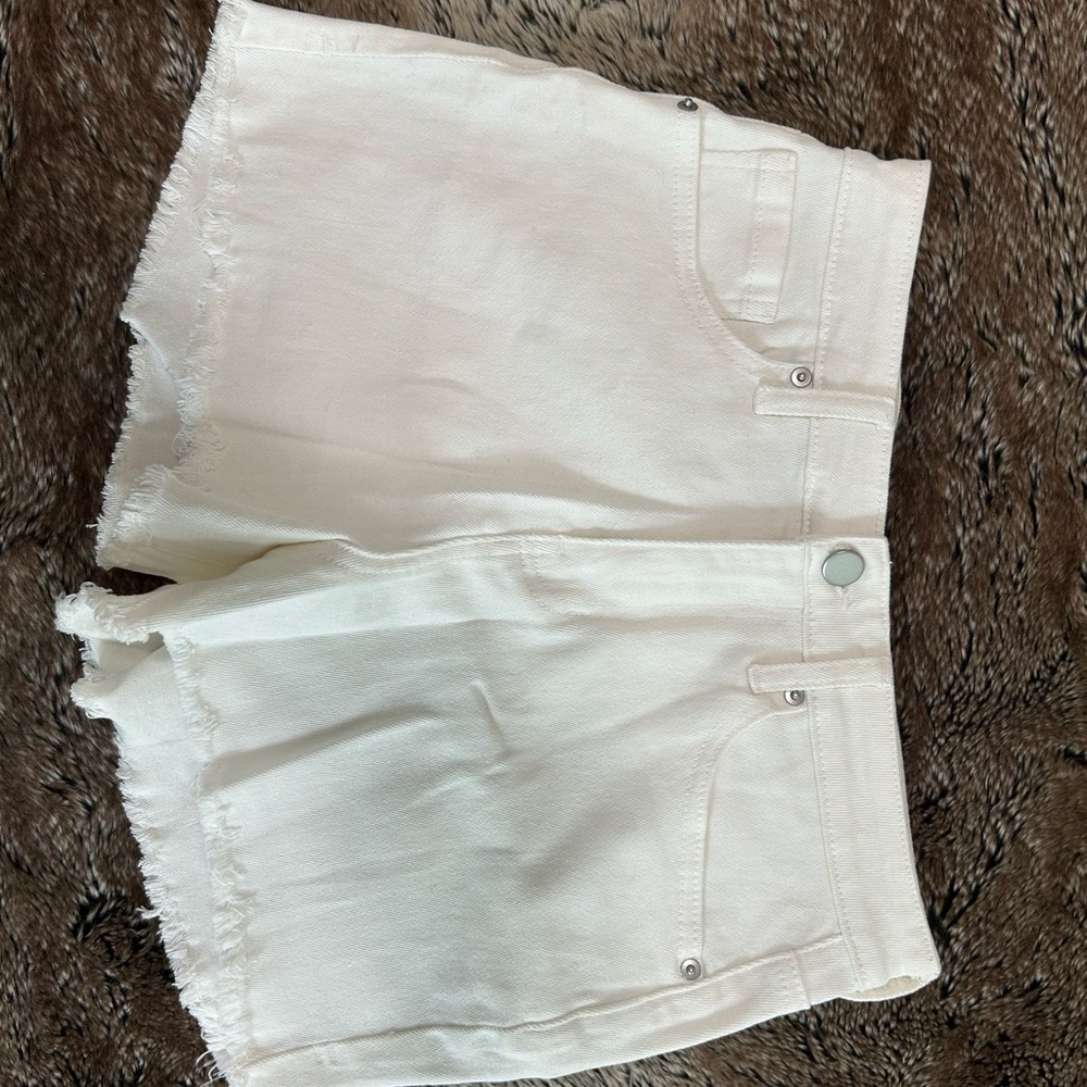 Abound Women’s White Jean Shorts Distressed Hem Casual, Size 28